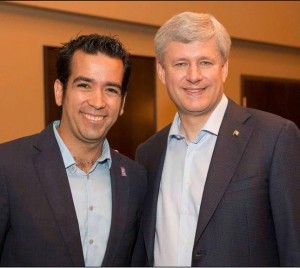 Chris Crawford, a militant for the Conservative Party since 2006, with former Prime Minister Stephen Harper. ©Chris Crawford 