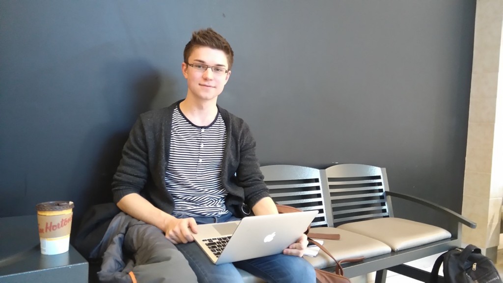 Ryan Iverson, age 19, born in Ottawa, full-time student and medical office assistant. Photo taken at 2:34 pm, Tuesday, February 2, 2016, at Place d’Orleans Shopping Mall.