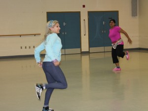 Zumba class participants dance Tuesday morning at Jack Purcell Community Centre. (Photo by Sarah Turnbull)
