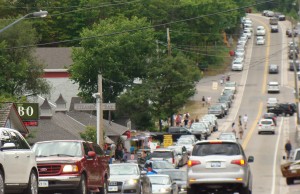 The downtown streets of Port Carling are packed with vacationers all summer long, especially on weekend days like this Saturday in August 2012.  Erin Morawetz
