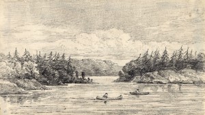 Lake Muskoka in 1872 was considered wilderness, at least to European settlers.  Sketch by George Harlow White, courtesy of the Toronto Public Library digital archives 