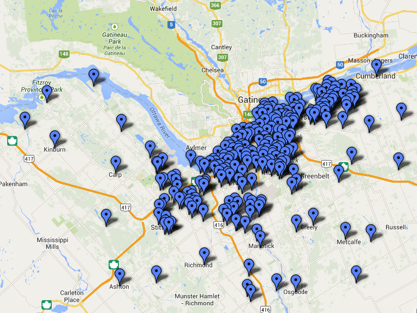 Click to view the map of skating rinks in Ottawa
