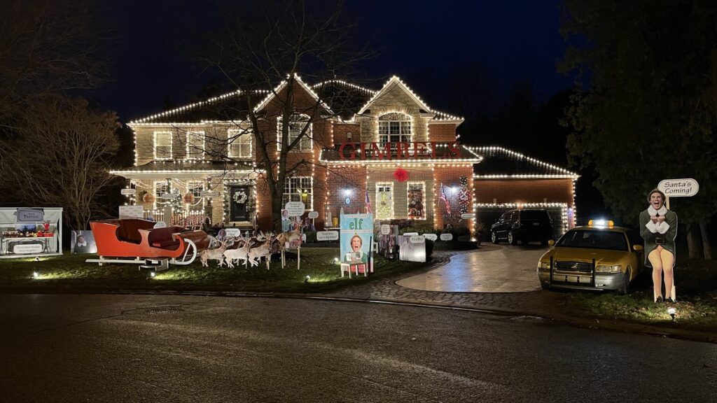 An Elf-themed decorated house. 