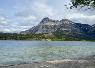 View of Vimy Peak and Upper Waterton Lake from townsite.