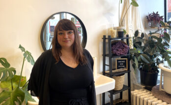 Rachelle Bélanger stands inside Purple Urchin on Bank Street