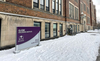 Glebe Collegiate Institute High School along Glebe Avenue in the Glebe. Students may be under mask mandate next week.