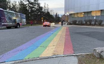 A rainbow crosswalk at Carleton University