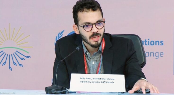 Eddy Pérez speaks at COP27 in Sharm el-Sheikh, Egypt.