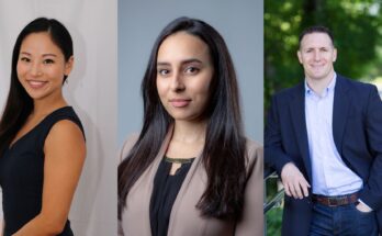 An edited photo places headshots of Lisa Dai (left), Pooneh Montazeralsedgh (centre) and Trey Tucker (right) side by side.