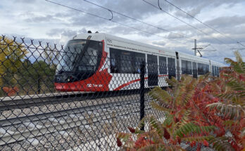 Train pulls into station