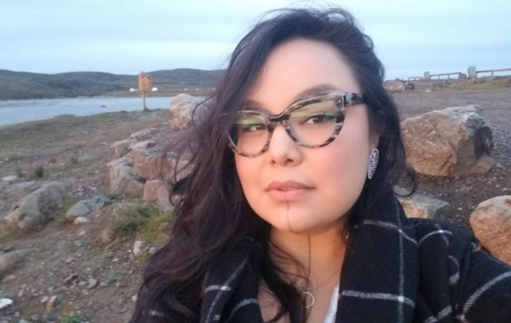 A selfie of Nicole Etitiq on the beach in Iqaluit, Nunavut.
